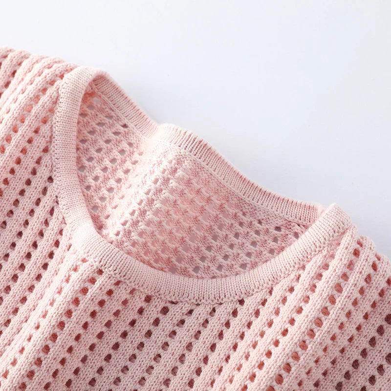 Pure Cotton Openwork Long-Sleeve T-Shirt
